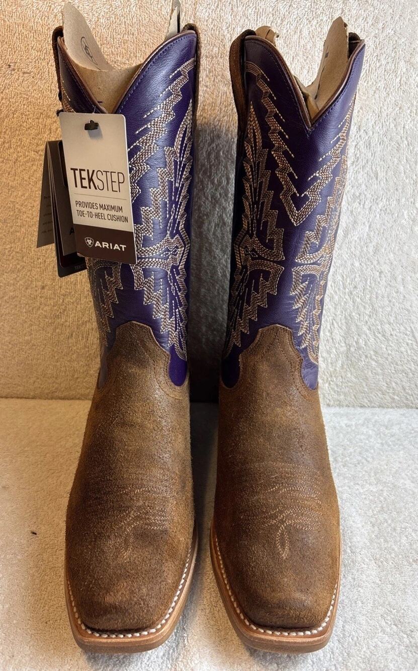 ARIAT MEN'S FUTURITY SHOWMAN ROUGHOUT WESTERN BOOTS -NARROW SQUARE TOE 8.5 EE